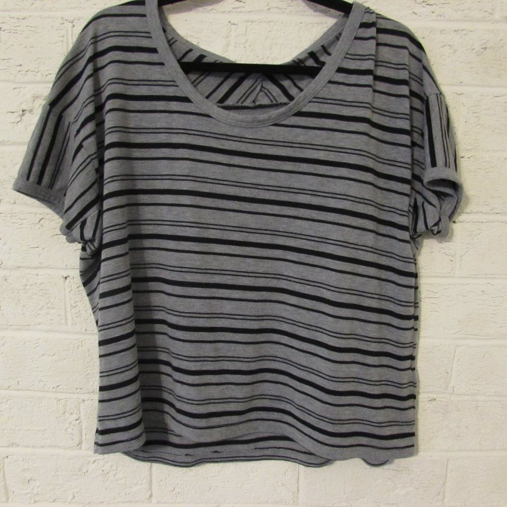 Black & Gray Striped Boxy Top